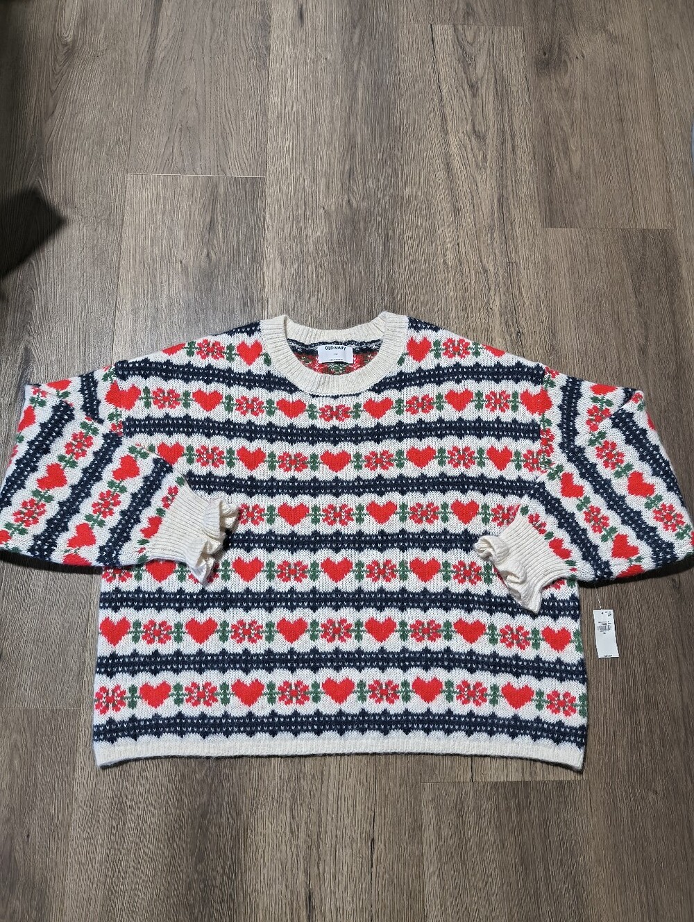 Old Navy wool blend heart pattern cropped sweater NWT women's size 2x